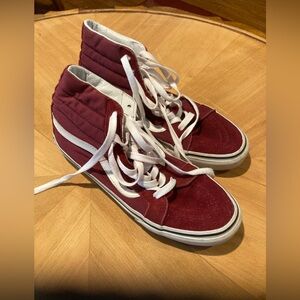 Men’s Dark Wine Red Van’s Hightop Skate Shoe, Size 7.5